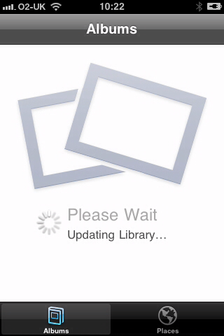 Updating Library Please Wait iPhone camera roll bug shows black thumbnails